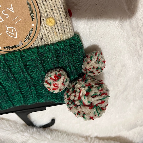 Pair of 2 Aspen Home Boho PomPom Bohemian Knit Christmas Stocking 21” NWT - Picture 6 of 8